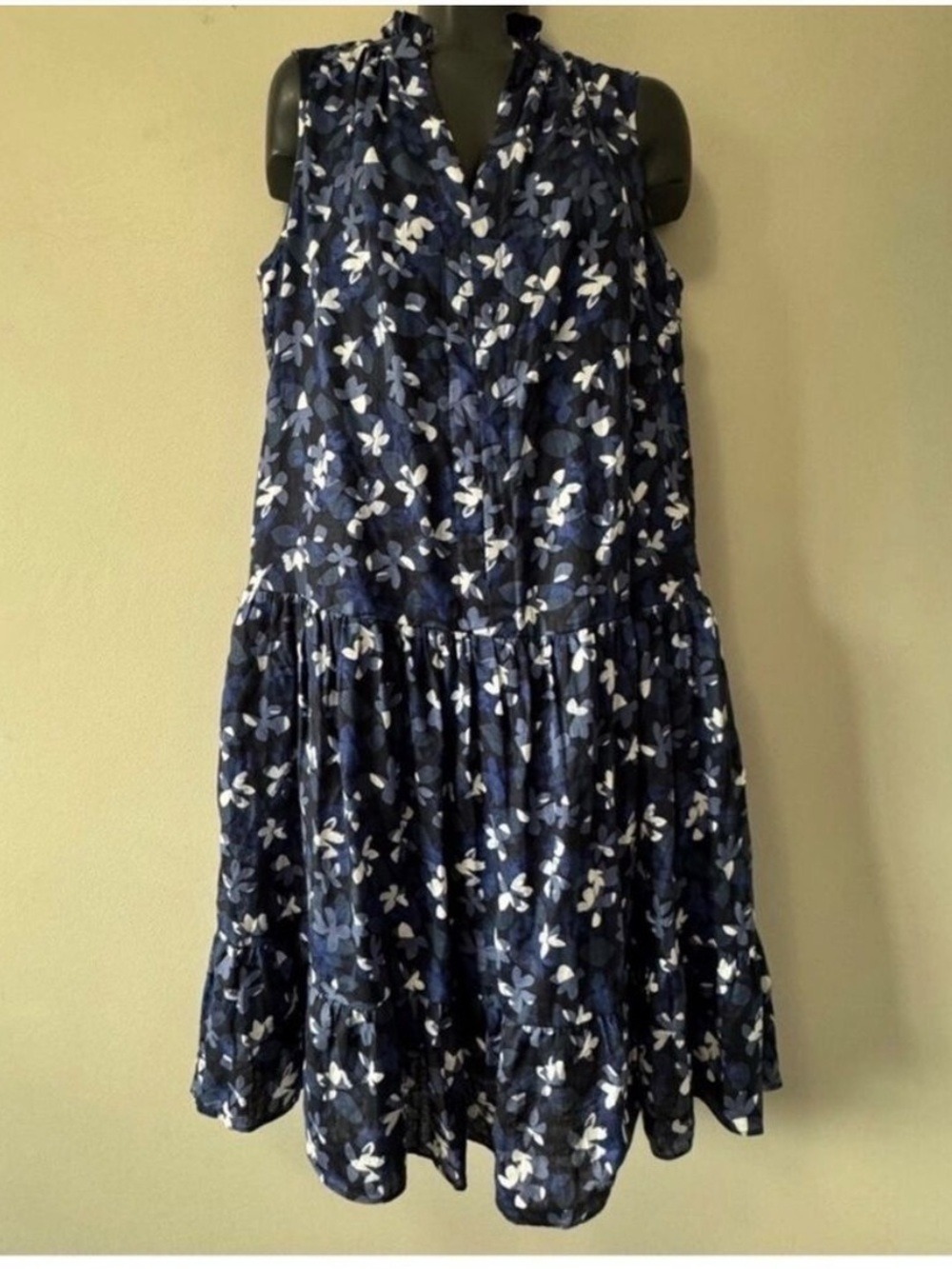 Hudson North linen summer dress Navy Floral Midi Dress medium